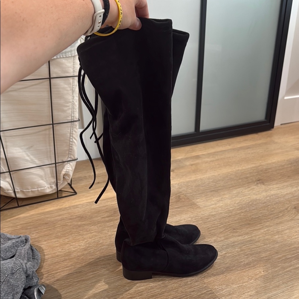 Black Suede Over-the-Knee Boots